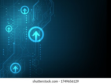 Arrow and circuit abstract technology background, website element, digital and futuristic concept