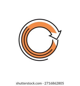Diseño plano del icono del logotipo del circuito de la flecha