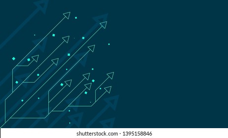 Up Arrow Circuit Style On Blue Background Illustration, Copy Space Composition, Digital Growth Concept.