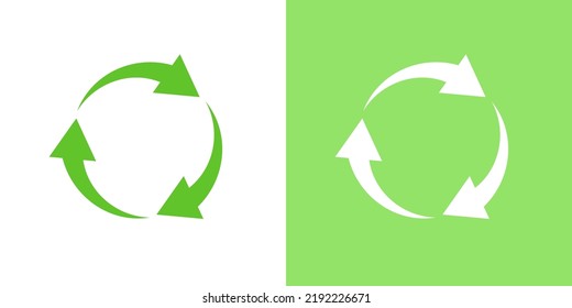 Arrow circular reuse icons design vector. Green energy power sustainability symbol illustration.