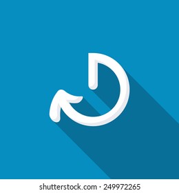 Arrow circular shape icon. Modern design flat style icon with long shadow effect