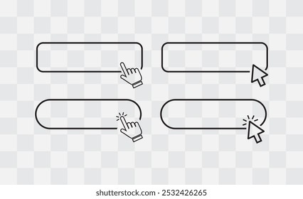 arrow click button and hand click ilustration vector