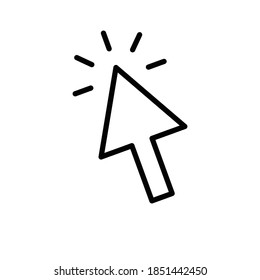 Icono de clic de flecha. Haciendo clic en el cursor. Vector lineal.