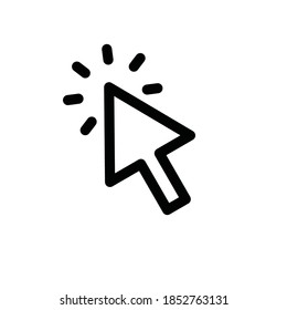 Arrow click icon. Clicking cursor. Linear vector.