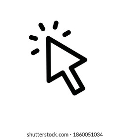 Icono de clic de flecha. Haciendo clic en el cursor. Vector lineal.