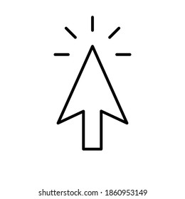 Icono de clic de flecha. Haciendo clic en el cursor. Vector lineal.