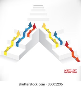 arrow climbing on stairs vector