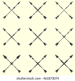 Arrow clip art set in on white background. Collection of crossed vintage arrows with clear geometric silhouettes.