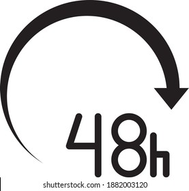 arrow with clock, 48 hours icon, line vector illustration
