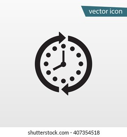 Arrow Clock Icon. Circle Time Vector. Trendy Stop Wait Symbol Isolated. Modern Simple Flat Hour Sign. Business, Internet Concept. Trendy Time Symbol. Logo Illustration. 