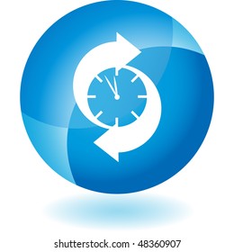 Arrow clock web button isolated on a background