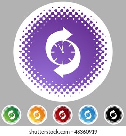 Arrow clock web button isolated on a background