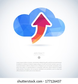 arrow cloud logo upload access cloud esoteric warehouse emblem with arrow and modern triangle template arrow cloud logo upload access machine technology numeric storehouse contract blue clouds announc