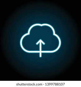 arrow cloud neon icon. Simple thin line, outline vector of Arrow icons for UI and UX, website or mobile application on dark blue gradient background