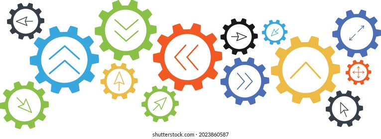 arrow in cogwheel Web icons set