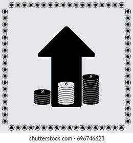 Arrow and coin icon, financial growth vector illustration 