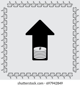 Arrow and coin icon, financial growth vector illustration 