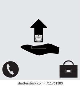Arrow and coin icon, financial growth vector illustration 