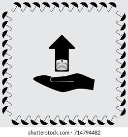 Arrow and coin icon, financial growth vector illustration 