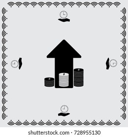 Arrow and coin icon, financial growth vector illustration 