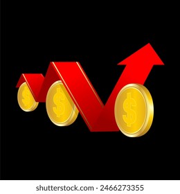 flecha arriba y monedas icono diseño del Vector