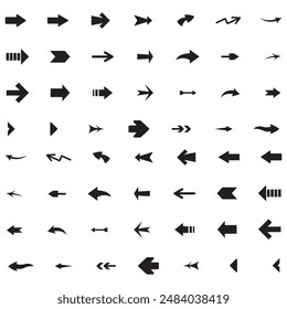Arrow Collection of different style design, flat Arrow isolated on white background. Neon black Arrows set icon. Beautiful arrow vector design. white background arrow isolated collection.