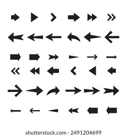 Arrow Collection of different style design, flat Arrow isolated on white background. Neon black Arrows set icon. Beautiful arrow vector design. white background arrow isolated collection.