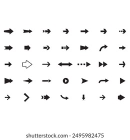 Arrow Collection of different style design, flat Arrow isolated on white background. Neon black Arrows set icon. Beautiful arrow vector design. white background arrow isolated collection.
