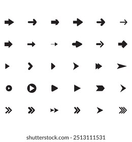 Arrow Collection of different style design, flat Arrow isolated on white background. Neon black Arrows set icon. Beautiful arrow vector design. white background arrow isolated collection.