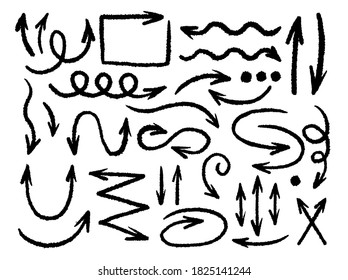 Arrow collection hand drawn style. Drawing line element design.Vector illustration.