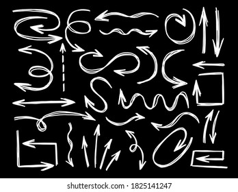 Arrow collection hand drawn style. Drawing line element design.Vector illustration.
