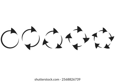 Arrow collection icon. Black directional arrows. Minimal shapes vector. Navigation pointer set. 
