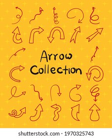 arrow collection on yellow background