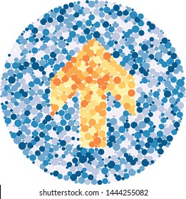 Up arrow color distributed circles dots illustration