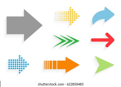 Arrow color icon with shadow. Arrow in flat style for your design