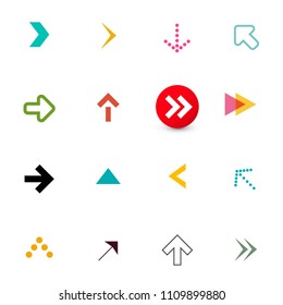 Arrow. Colorful Flat Arrows Icons Set for App Isolated on White Background. Vector Navigation Items Design. 