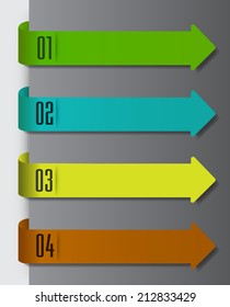 arrow colorful modern label text box template for website and graphic, numbers, icon. 