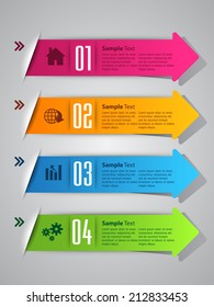arrow colorful modern label text box template for website and graphic, numbers, icon. 