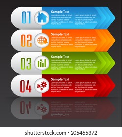 arrow colorful modern text box template for website and graphic, numbers, icon.