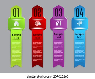 arrow colorful modern text box for website graphic and business, numbers, icon. 