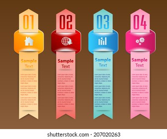 arrow colorful modern text box for website graphic and business, numbers, icon. 