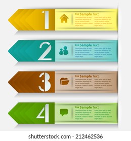 arrow colorful modern text box template for website and graphic, numbers, icon. 