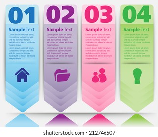 arrow colorful modern text box template for website and graphic, numbers, icon. 