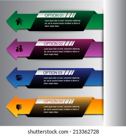 arrow colorful modern text box template for website and graphic, numbers, icon. 