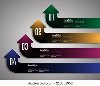 arrow colorful modern text box template for website and graphic, numbers, icon. 