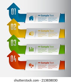 arrow colorful modern text box template for website and graphic, numbers, icon. 