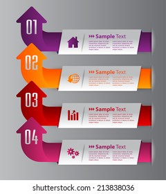 arrow colorful modern text box template for website and graphic, numbers, icon. 
