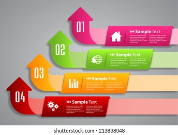 arrow colorful modern text box template for website and graphic, numbers, icon. 