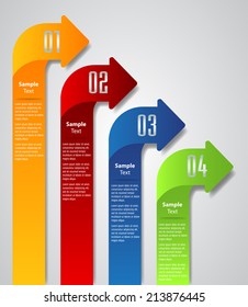 arrow colorful modern text box template for website and graphic, numbers, icon. 