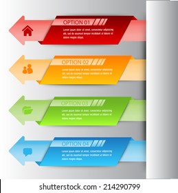 arrow colorful modern text box template for website and graphic, numbers, icon. 
